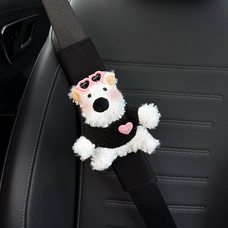 Car Seat Belt Shoulder Pads, Cute Protective Covers, Car Interior Accessories, Seat Belt Decoration, Anti-Collision Covers, West Highland Dolls for Women