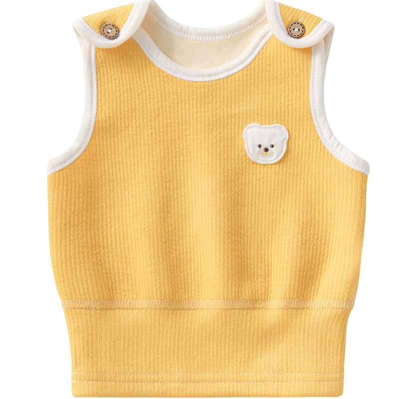 Chaleco para bebés primavera, otoño, invierno, ropa exterior para niños pequeños, niños y niñas, base de veludo para proteger el vientre de los niños, chaleco de bebé caliente