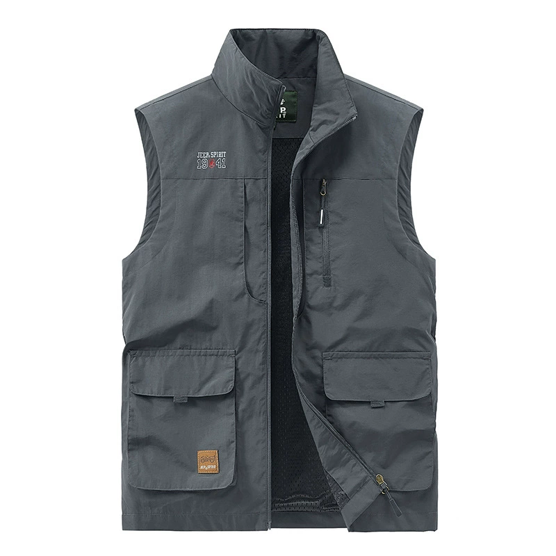 JEEP SPIRIT Весенне-Осенний жилет для фотосъемки, кардиган, повседневный мужской жилет, Свободный жилет с несколькими карманами 677