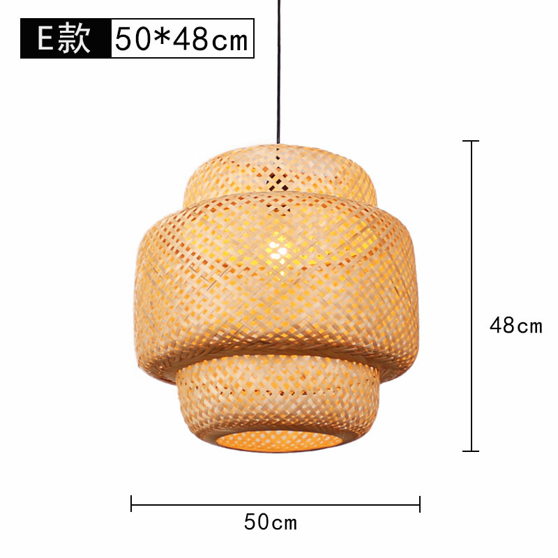 Lámpara de araña tejida de bambú Restaurante chino Lámpara de salón de té de linterna de bambú Restaurante japonés Sombrero de paja Lámpara de araña tejida de ratán B & B