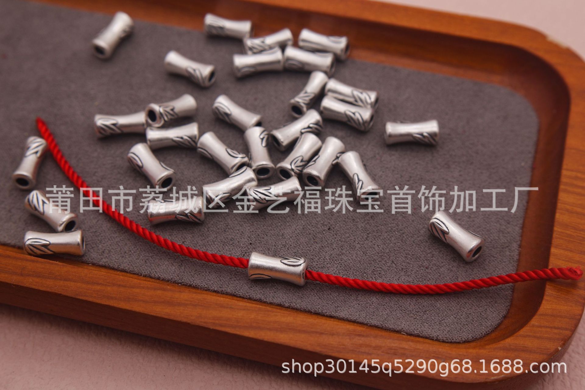 Pure Silver S999 Bamboo Joint Loose Beads with Through-Hole Design, Chinese Style Bamboo Leaf Spacer Beads, DIY Necklace Bracelet Jewelry Accessories, Beading Materials