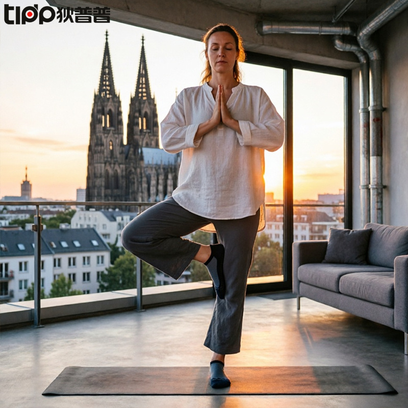 [Cross-Border] Women's Terry Yoga Socks, Non-Slip, Professional for Aerobics, Meditation, Singing Bowls, Zen Practice, Pilates, Fitness Exercises
