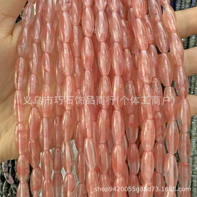 6*16mm natural stone beads, pink Zərgərlik ara hissələri - synthetic-watermelon-crystal-616mm