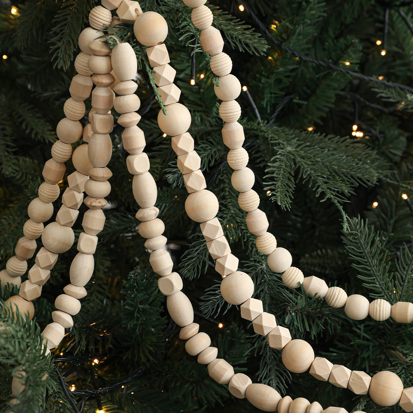 Cuentas de madera transfronterizas cuentas de madera decoración chimenea guirlandas de cuentas de madera cuentas de Navidad decoración del árbol de Navidad