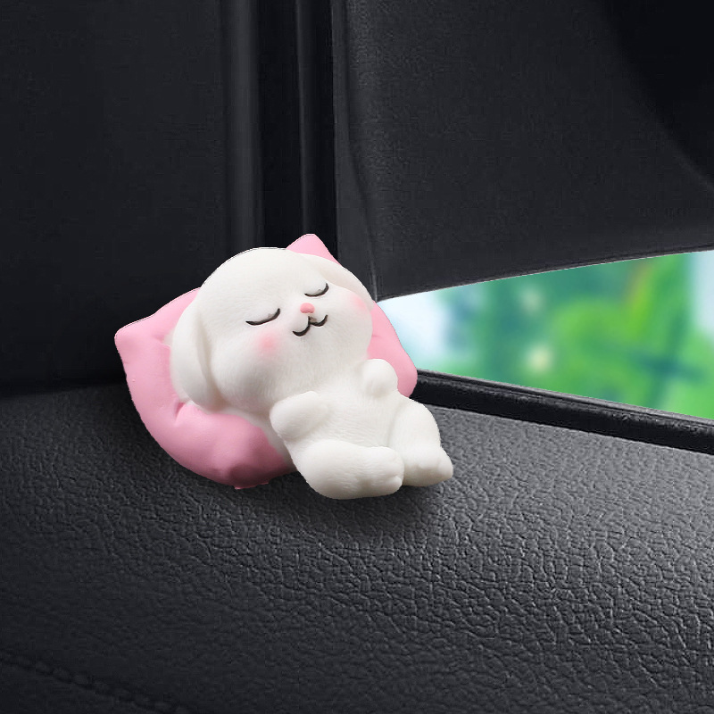 Serie de pequeños animales para dormir, decoración de coche, lindo coche de dibujos animados, consola central, accesorios de escritorio