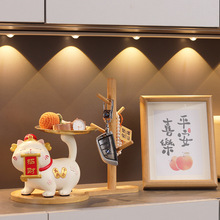 招财猫托盘收纳摆件玄关鞋柜客厅树脂家居装饰品开业乔迁礼物礼品