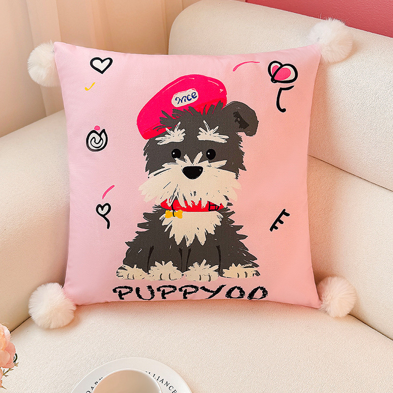 Funda de almohada con estampado Schonari, sofá de sala de estar, almohada, impresión de cabecera, almohada de cintura abstracta, bola de pelo