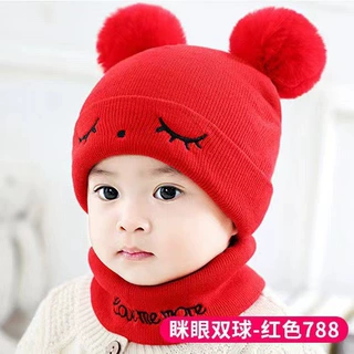 婴儿帽子秋冬季男宝宝可爱毛线帽婴幼儿外出针织帽保暖护耳帽加厚