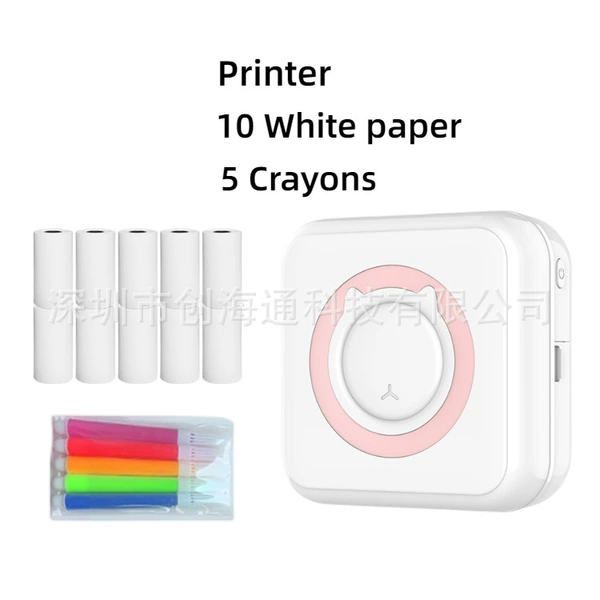 Pink+10 rolls of heat sensitivity paper+color pen