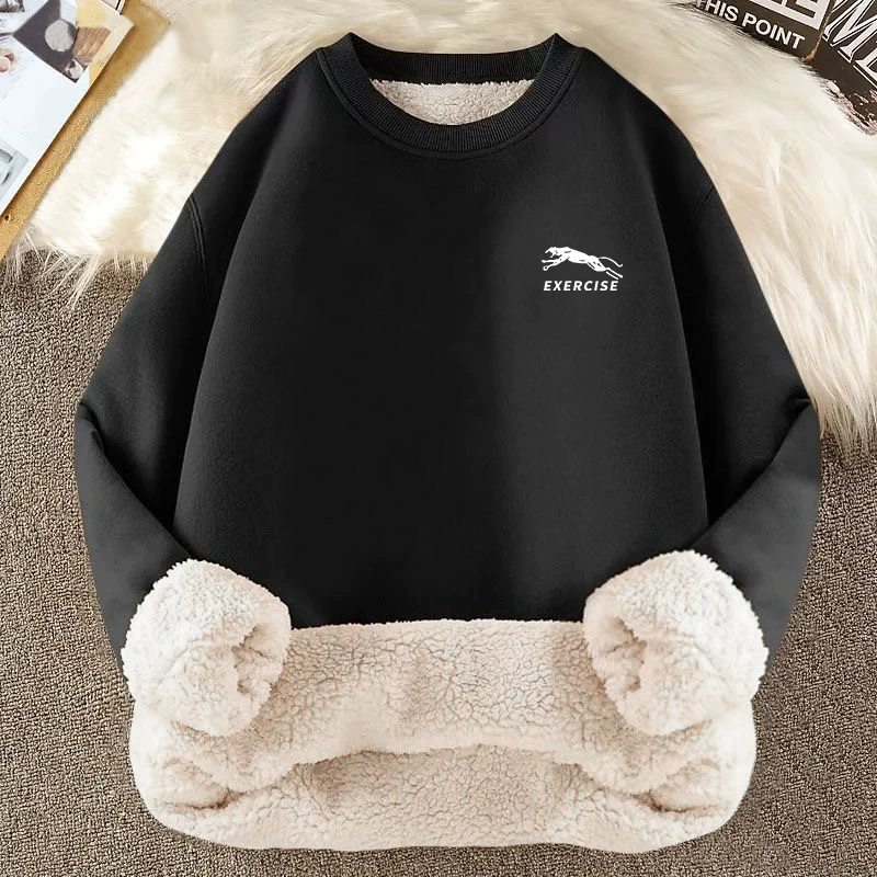 2023 новый стиль теплая мужская альпака с длинным рукавом рубашка свитера мужская свободная круглая одежда повседневная тенденция мужской