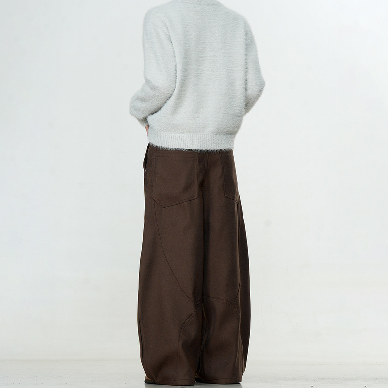 American-Style Rivet Silhouette Wide-Leg Scimitar Trousers for Men and Women, Loose Straight-Leg Design, Versatile Casual Pants, Formal Wear