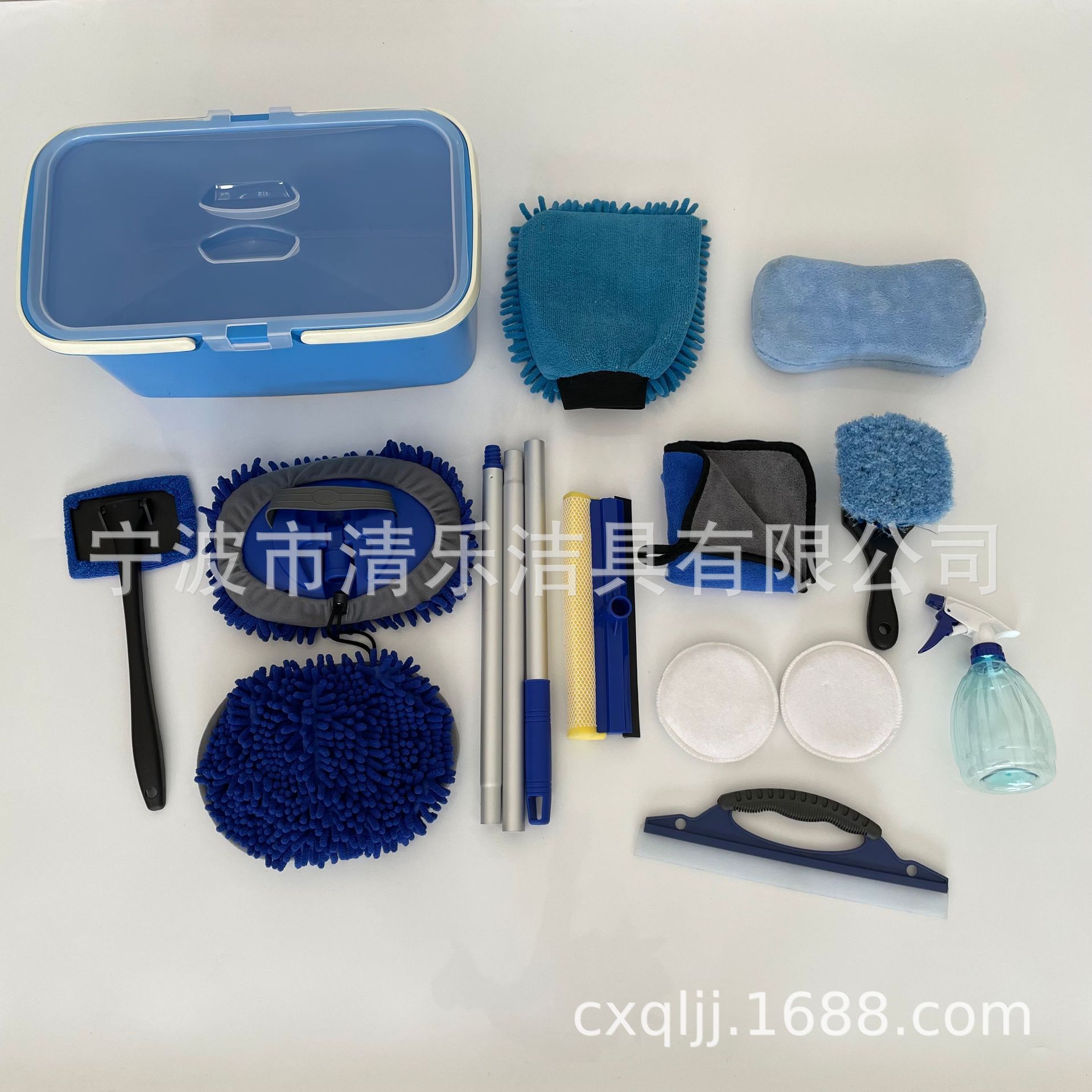 亚马逊跨境雪尼尔洗车拖把套装家用洗车工具手套窗刮拖把桶套装