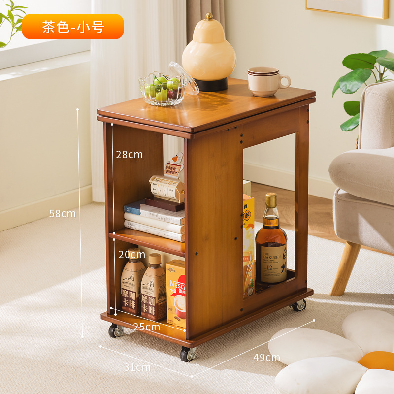 楠竹茶几折叠多功能小桌子小户型客厅边柜家用可移动推车沙发边几|undefined