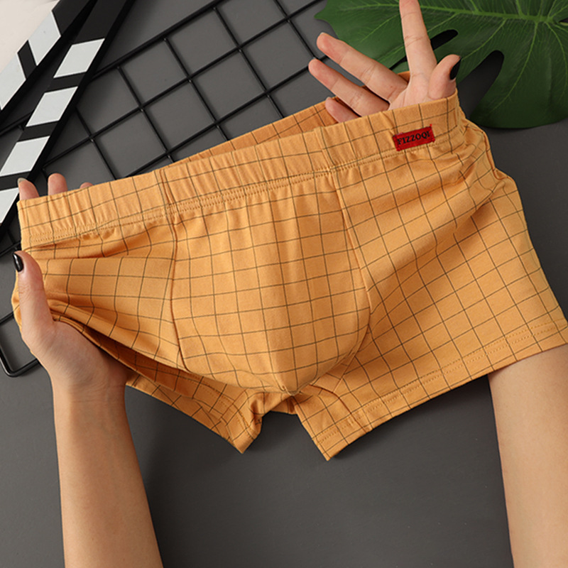 Plaid Explosions Men's Pure Cotton Mid-Waist Boxer Breathable Skin-Friendly Underwear Artistic Youth Fashionable Personalized Boxer Shorts