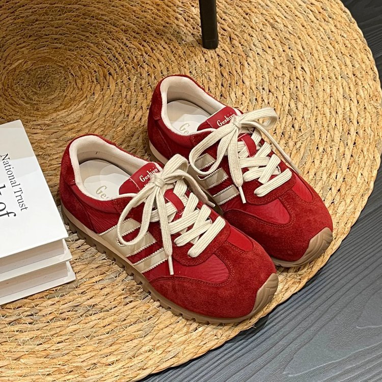 巨好看秋季德训鞋女2026年新款复古厚底休闲鞋百搭拼色运动阿甘鞋