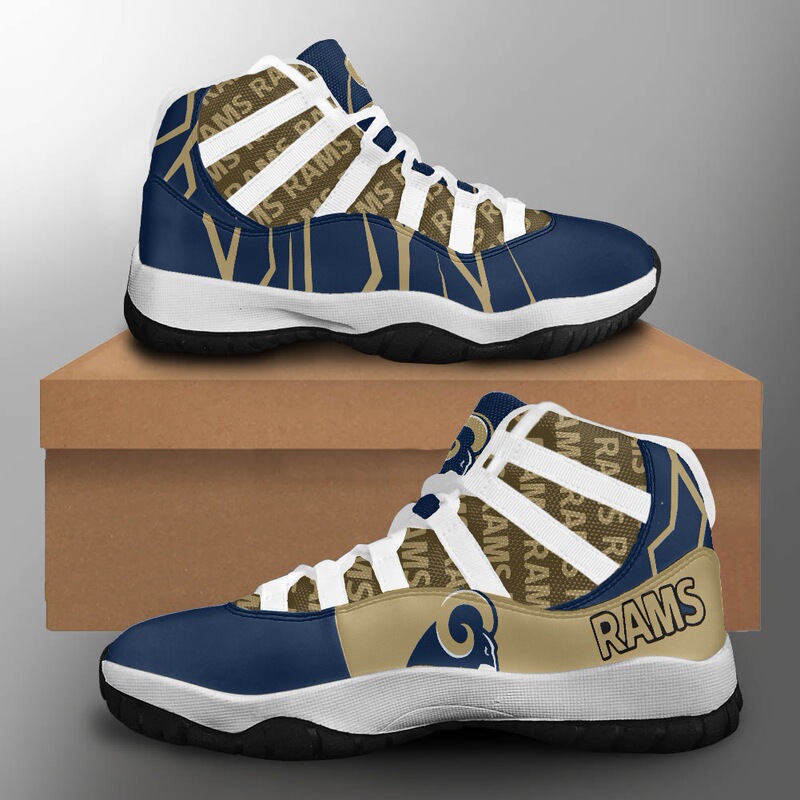 rams Los Angeles rams Black and White Bicolor Optional High-Top Basketball Shoes NFL Team Printed diy for Men and Women Couples