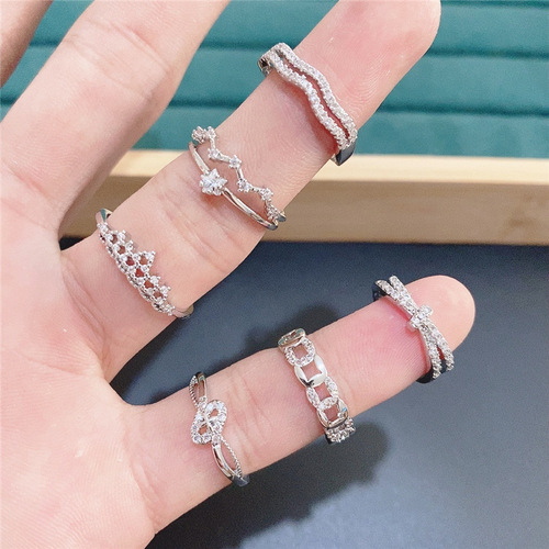 New Color Retaining Exquisite Fine Micro-set CZ Ring Copper Plated with Real Gold Zirconia, Women's Mixed Batch Amazon Supply