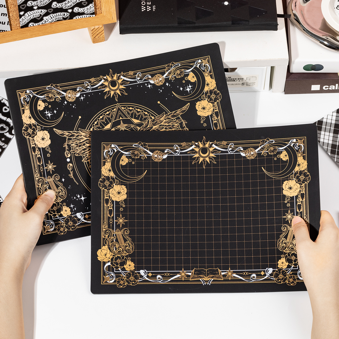 Lenguaje inactivo tablero de corte tablero de almohadilla Dream Pillow Galaxy impermeable estereotipo hecho a mano tallado a mano libro de arte cuchillo de trinchar tablero de almohadilla anti-corte