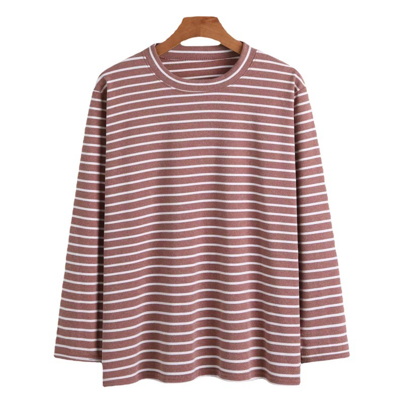 Весенний и осенний госпожа осенняя одежда в полоску с длинными рукавами