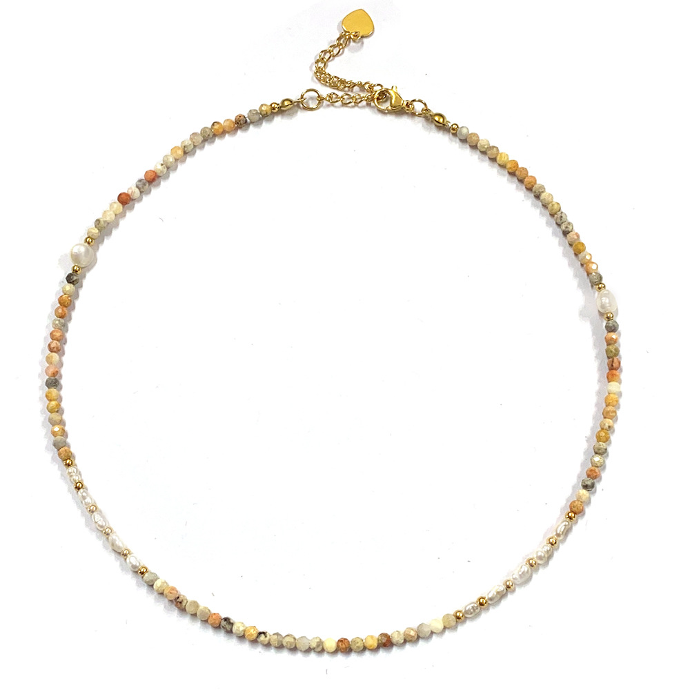 40g Weight Beads Pendant Material Necklace Classification Titanium Steel Chain Material 1 Piece Quantity Holiday, Daily Occasion natural stone, Freshwater Pearl, Titanium Steel Material Geometric Pattern Women's Gender Irregular, Chain Design Simple Style Style Simple Style Geometric Natural Stone Freshwater Pearl Titanium Steel Necklace In Bulk 17