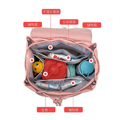 厂家批发休闲妈咪包大容量宝妈出门双肩包轻便防泼水手提母婴包