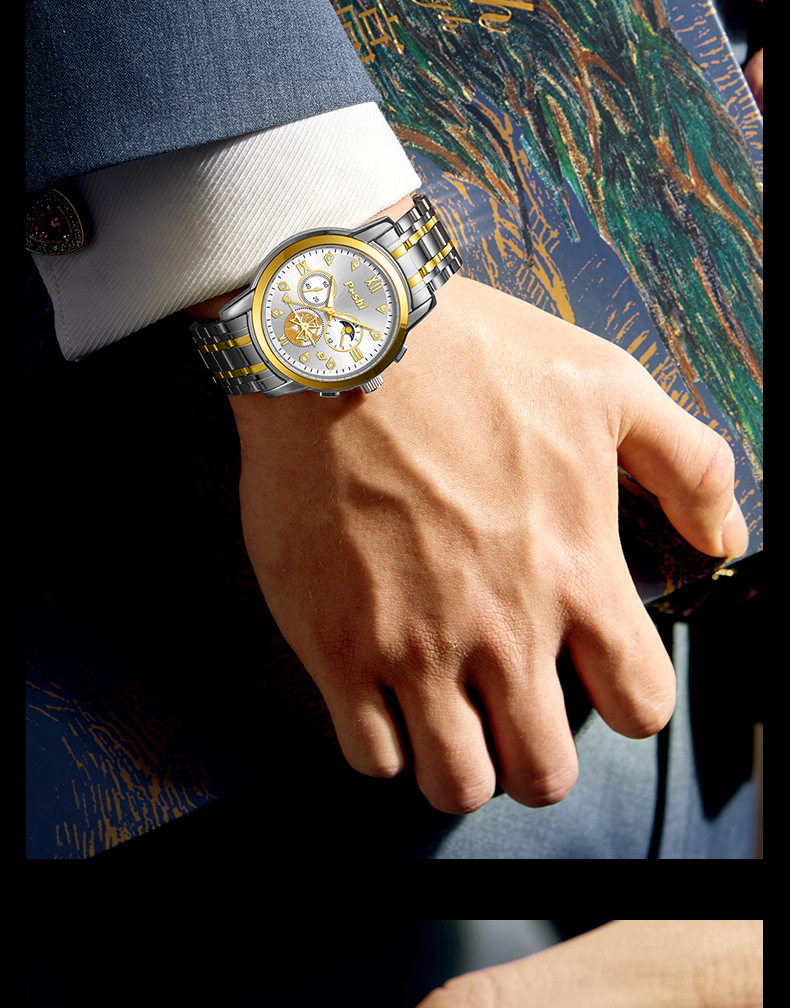 Reloj de la marca POSHI venta caliente transfronteriza multifunción impermeable reloj de cuarzo luminoso no mecánico reloj para hombre