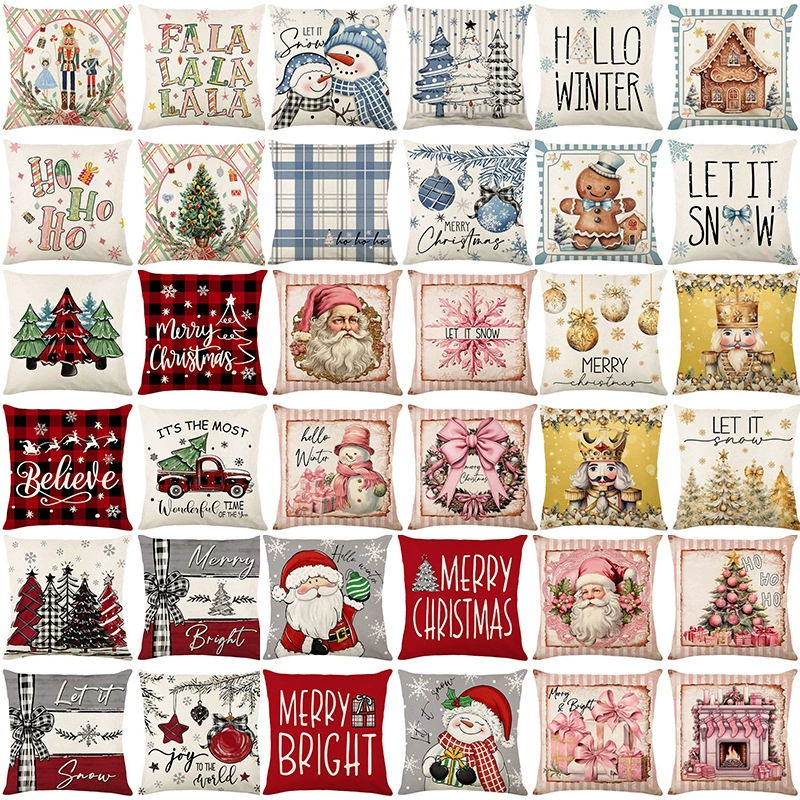 Трансграничный новый рождественский старик снеговик с принтом наволочка для гостиной диван мультяшный узор чехол для наволочки