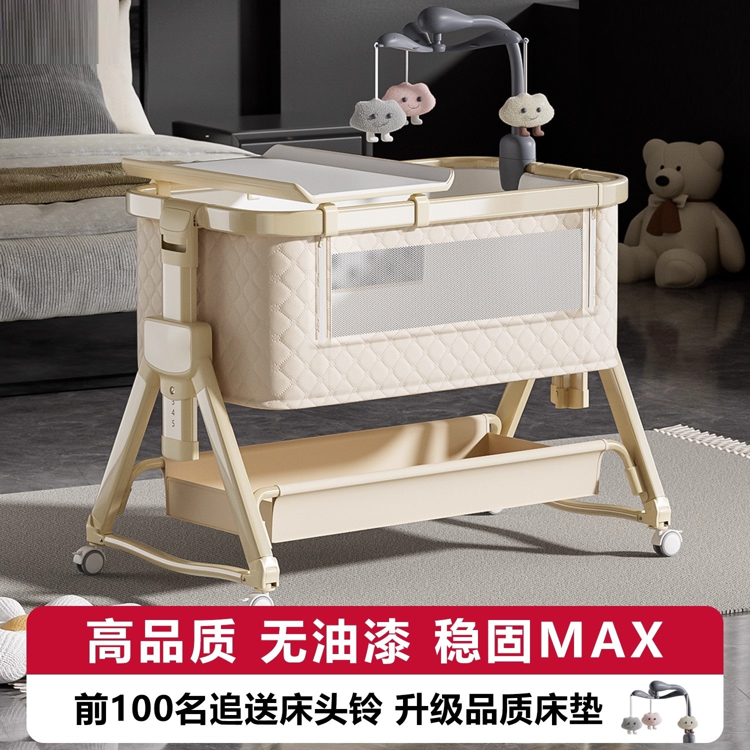 Crib Removable Splicing Large Bed Foldableable Newborn Baby Cradle Bed Multi-Functional Diaper Table 2025 New Style