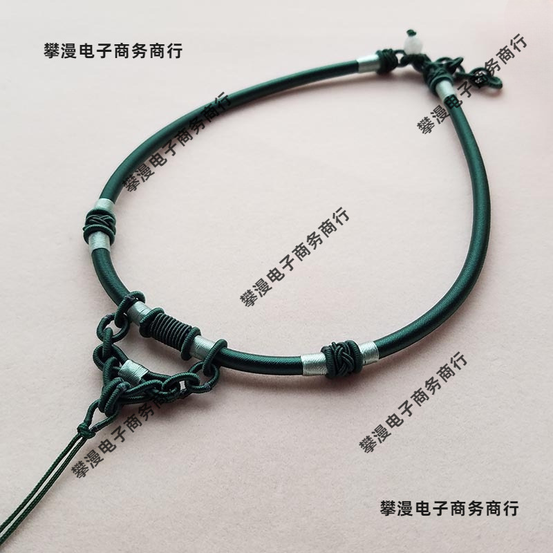 手编绳DIY黑项圈玉佩挂项链结吊坠男女编织简约时尚|undefined
