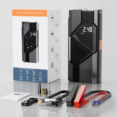 Bank Cross-Border, Hava nasosu - qb16-jump-starter-air-compressor-combo-6000mah-battery-standard-clamps-19mm-cylinder