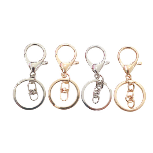 Electroplated metal lobster keychain three-piece set jewelry DIY jewelry accessories car eight-character four-character chain keychain