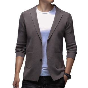 2023 autumn and winter men's cardigan large two-button knitted suit casual popular long-sleeved lapel sweater sweater