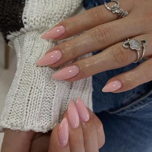 Solid Color Translucent Pink Nude Color Long Pointed Nails Pure Color Pointed Nails Moonlight Color Water Drop Manicure Pure Color Manicure Hot Style