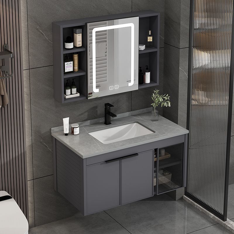Espacio gris gabinete de baño de aluminio inodoro lavabo de cerámica integral lavabo lavabo lavabo tablero de roca de cerámica