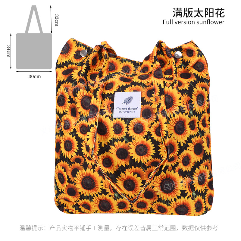 Bolso de lona de pana simple estilo ins Bolso de lona con doble hombro Bolso de almacenamiento de viaje Bolso femenino Bolso de hombro