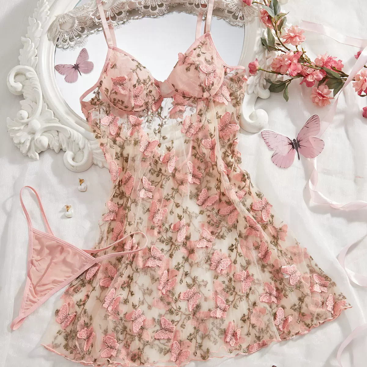 欧美性感情趣内衣亚马逊外贸货源性感吊带情趣睡裙内裤两件套