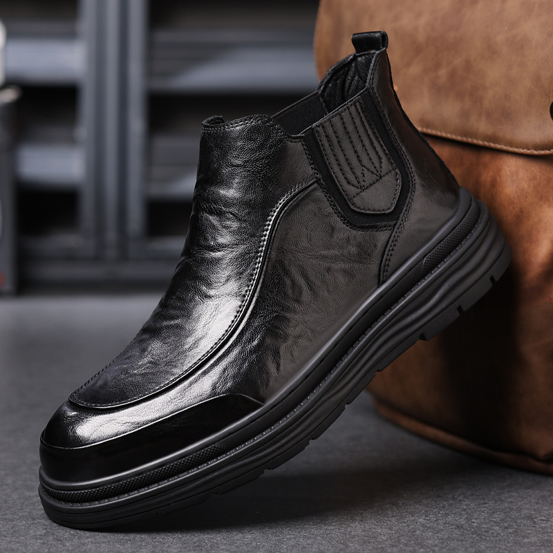Men's Chelsea Martin Boots Autumn and Winter New British Style Casual Mid-Cut Short Boots Retro High-Top Leather Shoes Dropshipping