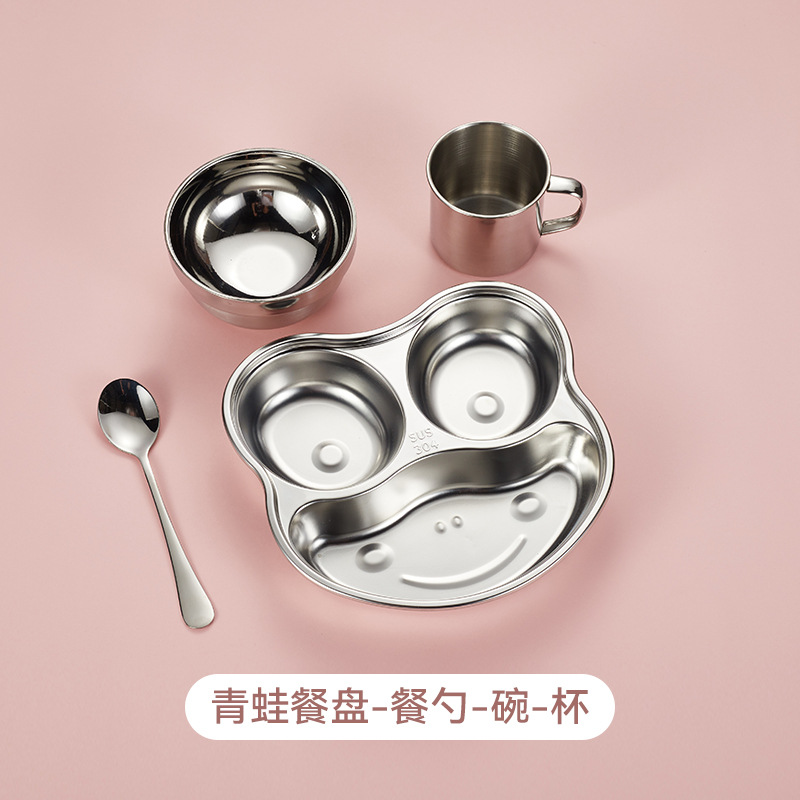 개구리 디너 플레이트에는 무료 스푼 + 수프 그릇 + 컵이 함께 제공됩니다.