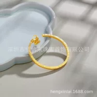 Дизайн и производство древнего желтого открытого браслета Seiko из чистого золота 999, обработка открытого золотого браслета