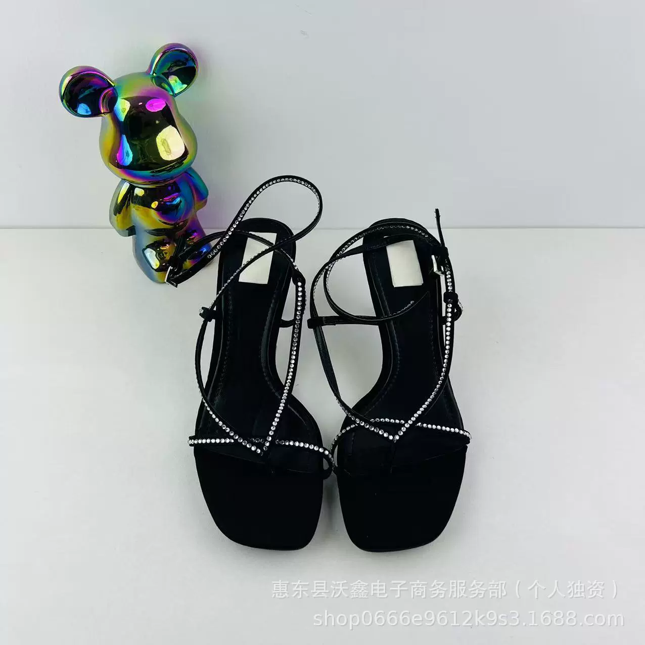 Woxin ZA Весенние женские туфли черные яркие стразы