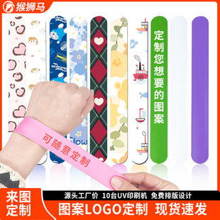 Silicone Snap Ring Customized for Children and Students Printed Snap Self-Rolling Bracelet Pat Ruler Wristband Pat Ring Wrist Strap