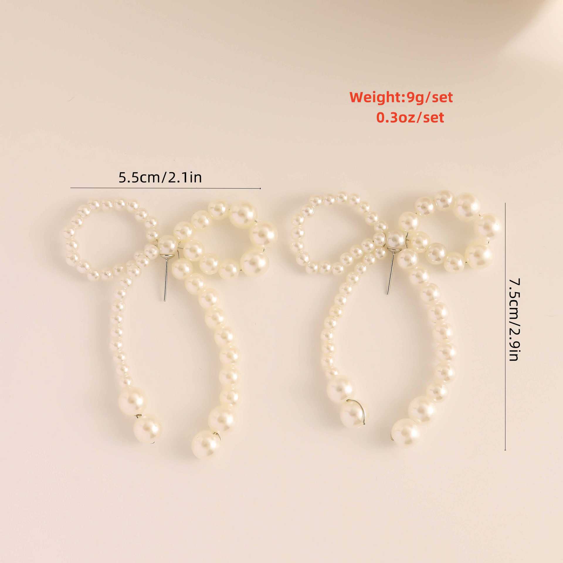 1 Pair Elegant Bow Knot Beaded Plating Artificial Pearl Alloy Ear Studs display picture 19