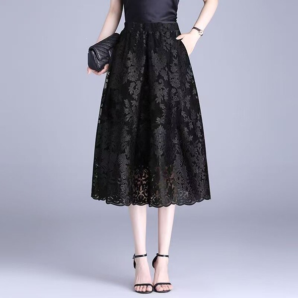 Lace summer pleated skirt
