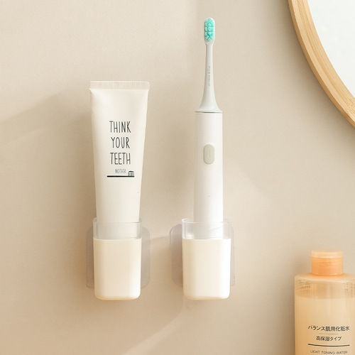 Toilet hole-free electric toothbrush holder, bathroom wall-mounted toothpaste and toothbrush wall-mounted shelf