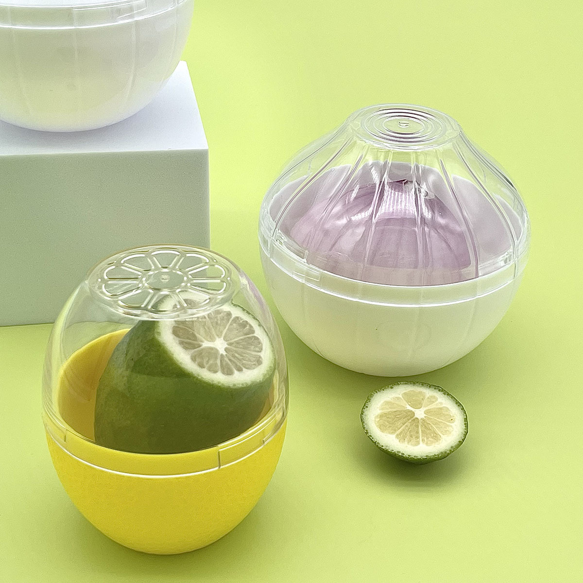 Fruit and vegetable sealed crisper onion lemon food portable box suit kitchen refrigerator storage spherical lunch box