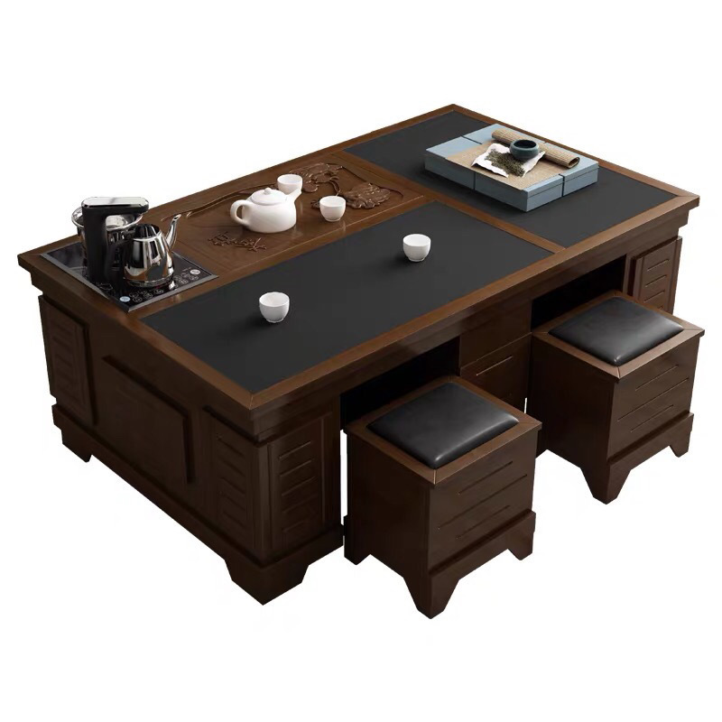 Mesa de té de kung fu con tetera de agua caliente, mesa de té de piedra caliente, conjunto integral de mesa de té, sala de estar, oficina doméstica, mesa de té