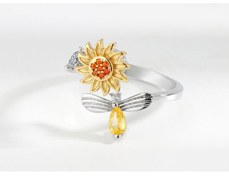 1 Piece Lady Flower Copper Plating Zircon Womenu0027S Open Ring