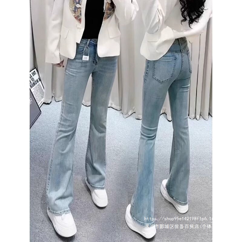 Autumn and winter women's flared pants 2026 new style, with a flowing drape, fleece-lined, high-waisted, slimming, blue flared jeans for women Autumn and winter women's flared pants 2026 new style, with a flowing drape, fleece-lined, high-waisted, slimming, blue flared jeans for women