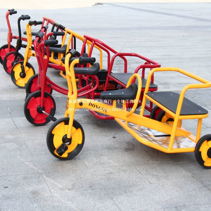 Детский трехколесный велосипед для детского сада, двойной велосипед, детская коляска для дошкольного образования с ведром, уличная игрушечная машина, вмещающая людей