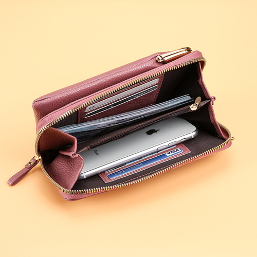  New Women's Long Money Korean Style Simple Double Zipper Large Capacity Coin Purse Multiple Card Slots Wallet Card Holder